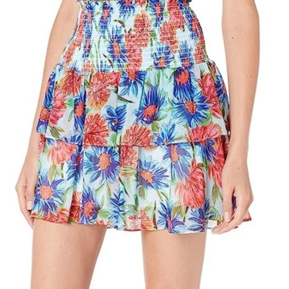 MILLY 
Wyatt Paint Dahlia Print Skirt